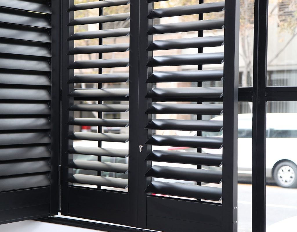 Portchester aluminium shutters — close-up detail